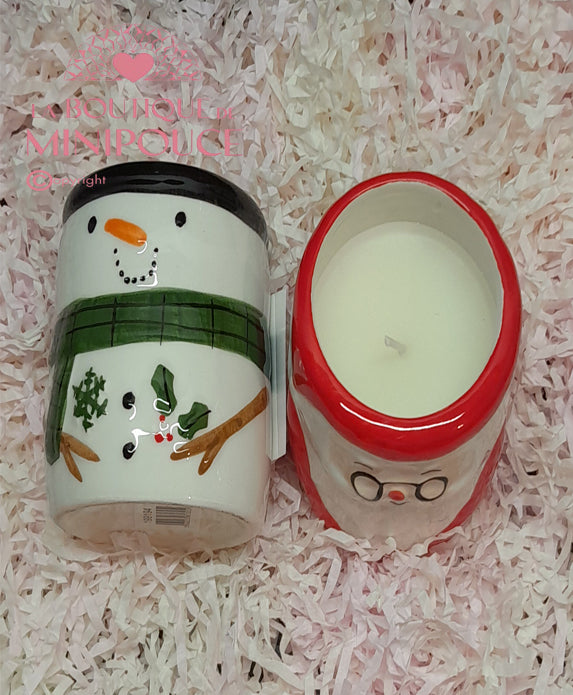 BOUGIE PARFUMEE PERE NOEL ET BONHOMME DE NEIGE 130G