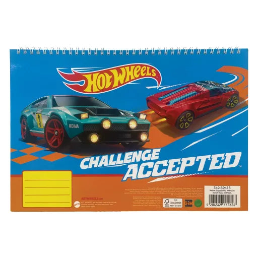 Hot Wheels Runner A4 Carnet de dessin à spirale, 30 feuilles