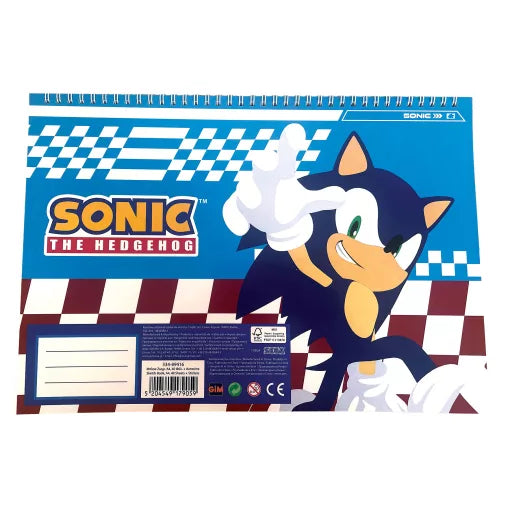 Sonic the Hedgehog Speedy A4 carnet de dessin à spirale, 40 feuilles avec autocollants