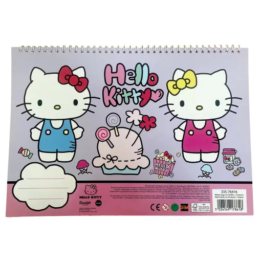 Hello Kitty World A4 carnet de dessin à spirale, 40 feuilles avec autocollants