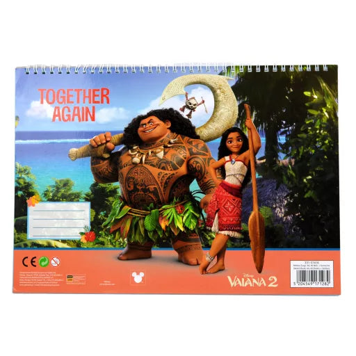Disney Vaiana Together Again A4 carnet de dessin à spirale, 40 feuilles avec autocollant