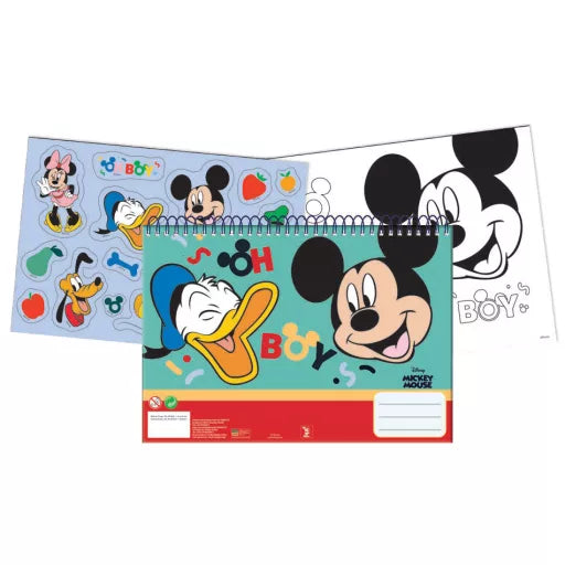 Disney Mickey Oh Boy A4 carnet de dessin à spirale, 40 feuilles avec autocollants