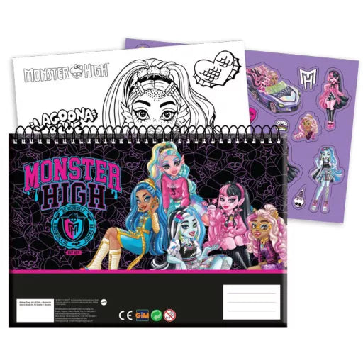 Monster High Crew A4 carnet de dessin à spirale, 40 feuilles avec autocollants
