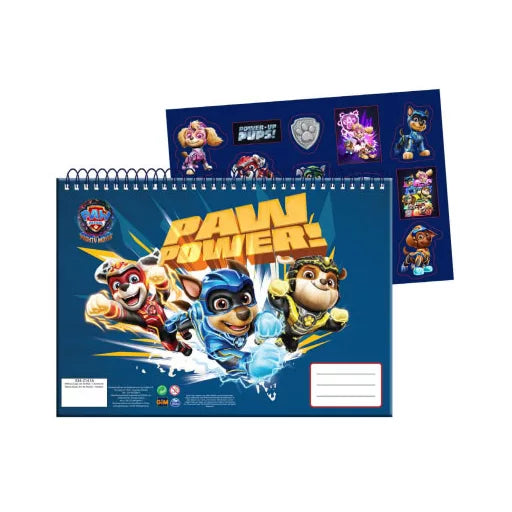 Pat' Patrouille Power Up A4 Carnet de dessin à spirale, 40 feuilles avec autocollants