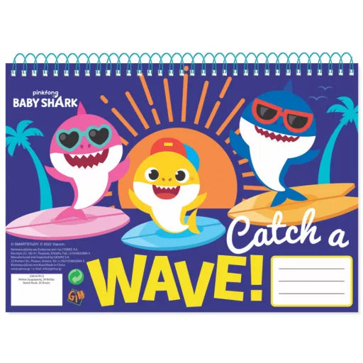 Baby Shark Wave A4 carnet de dessin à spirale, 30 feuilles