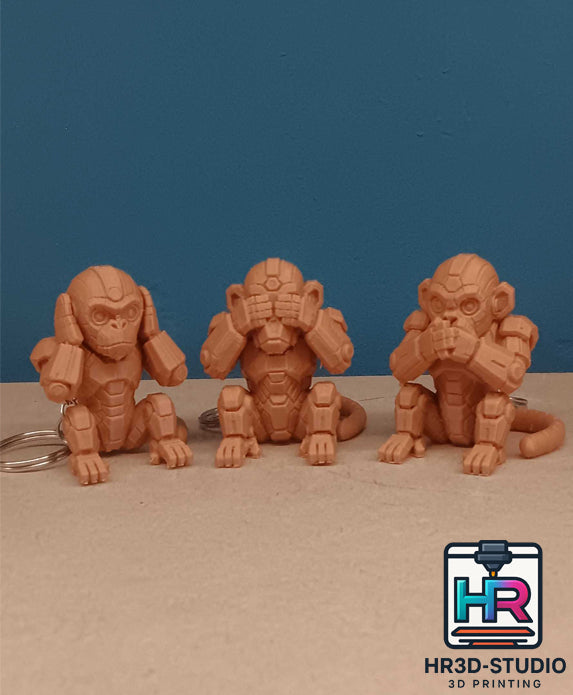 Porte-Clé Trio de Singes – Ne rien voir, ne rien dire, ne rien entendre (Unité)