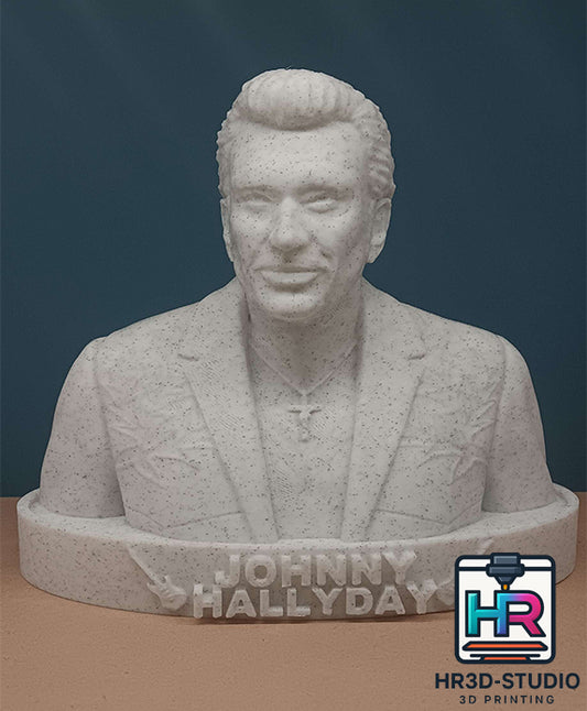Buste Johnny Hallyday – Effet Marbre | Impression 3D