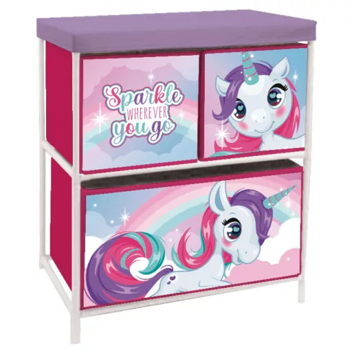 Meuble de rangement Licorne Sparkle – 3 compartiments, 53 × 30 × 60 cm