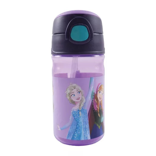 Gourde Disney Frozen Modern Magic en plastique, avec paille, avec crochet – 350 ml