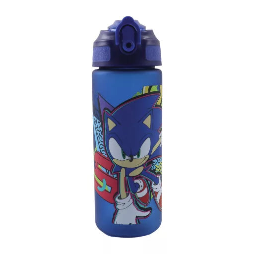Gourde Sonic the Hedgehog Fast Lane en plastique, à finition mate, avec paille – 600 ml