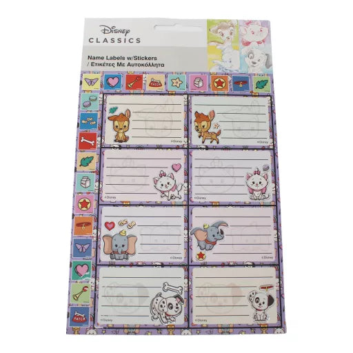 Lot de 16 étiquettes autocollantes pour cahiers Disney Classics Babies