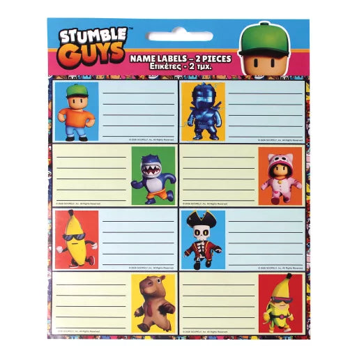 Lot de 16 étiquettes pour cahiers Stumble Guys Killer Size