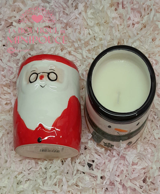 BOUGIE PARFUMEE PERE NOEL ET BONHOMME DE NEIGE 130G