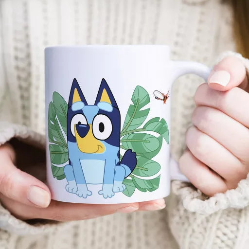 Mug en porcelaine Bluey Leaves avec boîte cadeau – 235 ml