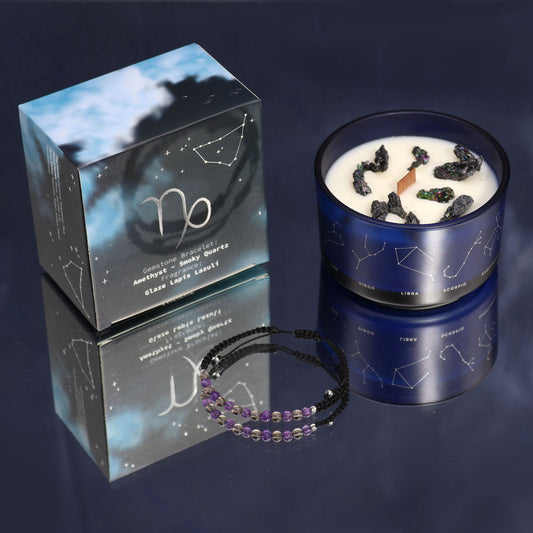 BOUGIE DE CRISTAL DU ZODIAQUE AVEC BRACELET DE PIERRES PRECIEUSES