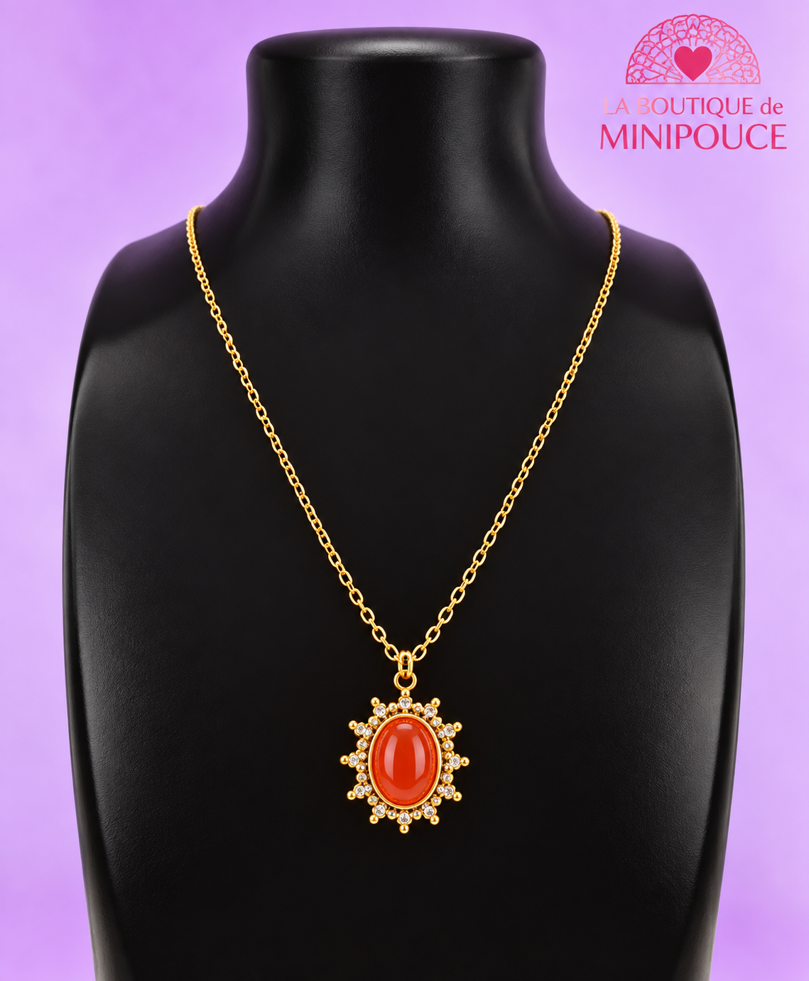 Collier Soline doré – Pierres naturelles au choix