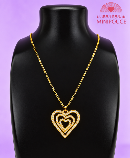 Collier Amo doré en acier inoxydable – Pendentif 25 mm