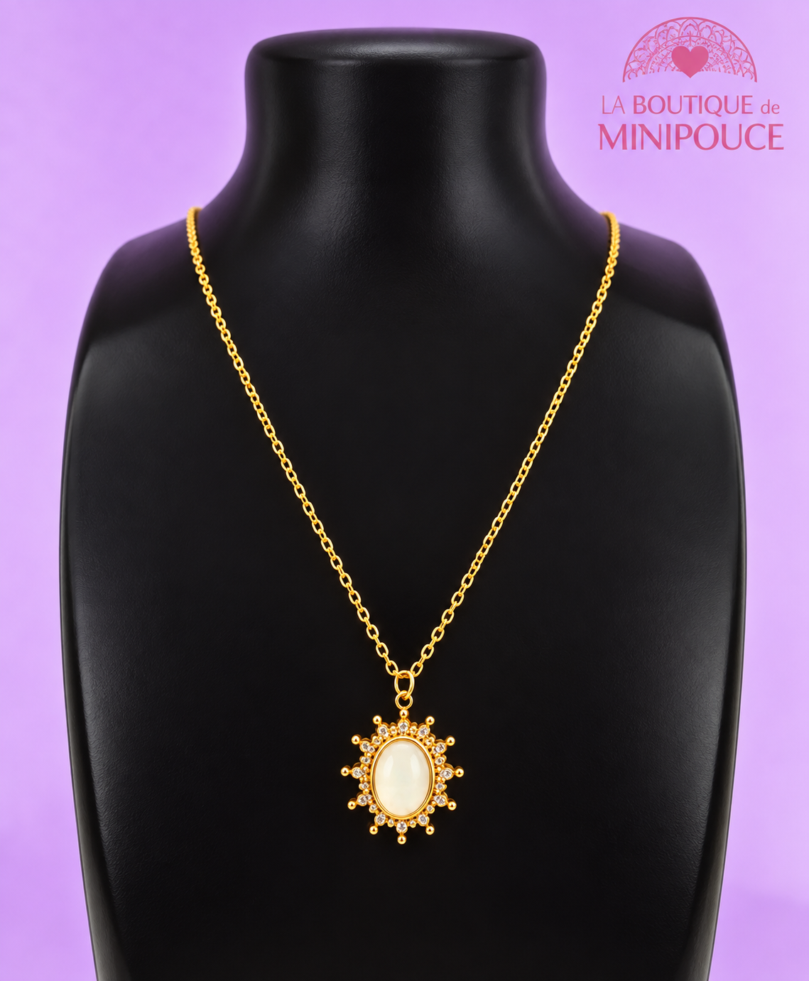 Collier Soline doré – Pierres naturelles au choix