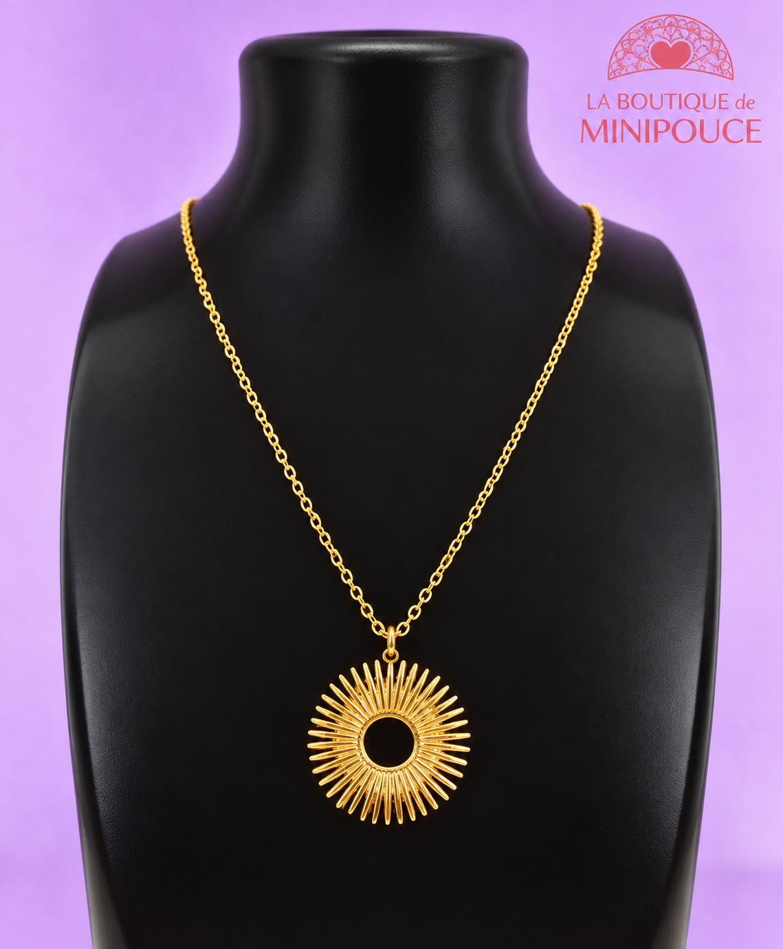 Collier Soli doré – Acier inoxydable, pendentif 23 mm