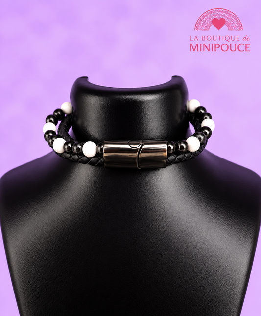 Bracelet Aska noir – Howlite blanche et onyx