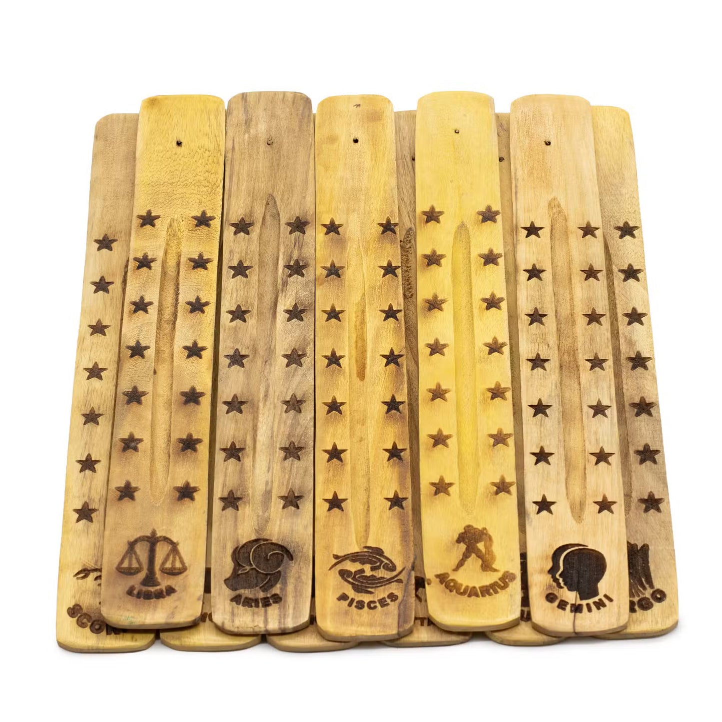 Porte-Encens Bois de Manguier Naturel - Designs Zodiaque Variés