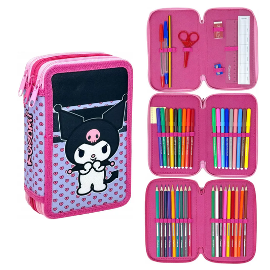 Trousse garnie Hello Kitty Kuromi à 3 niveaux