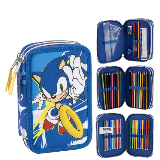 Trousse garnie Sonic the Hedgehog Power Run à 3 niveaux Giotto